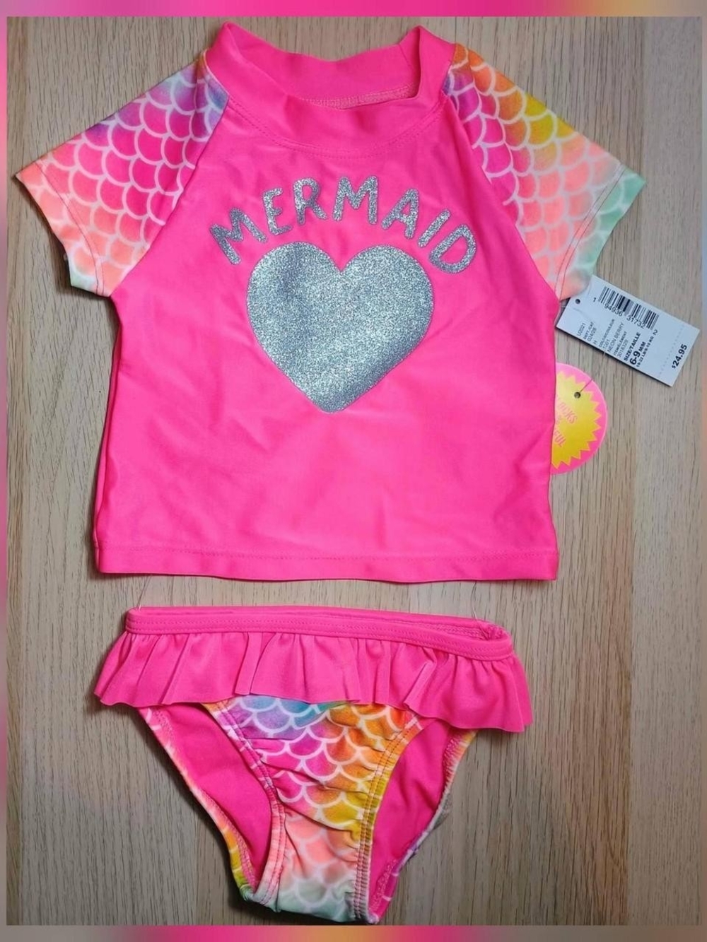 The Children's Place Pink Mermaid Swim Set Size 6-9 Months